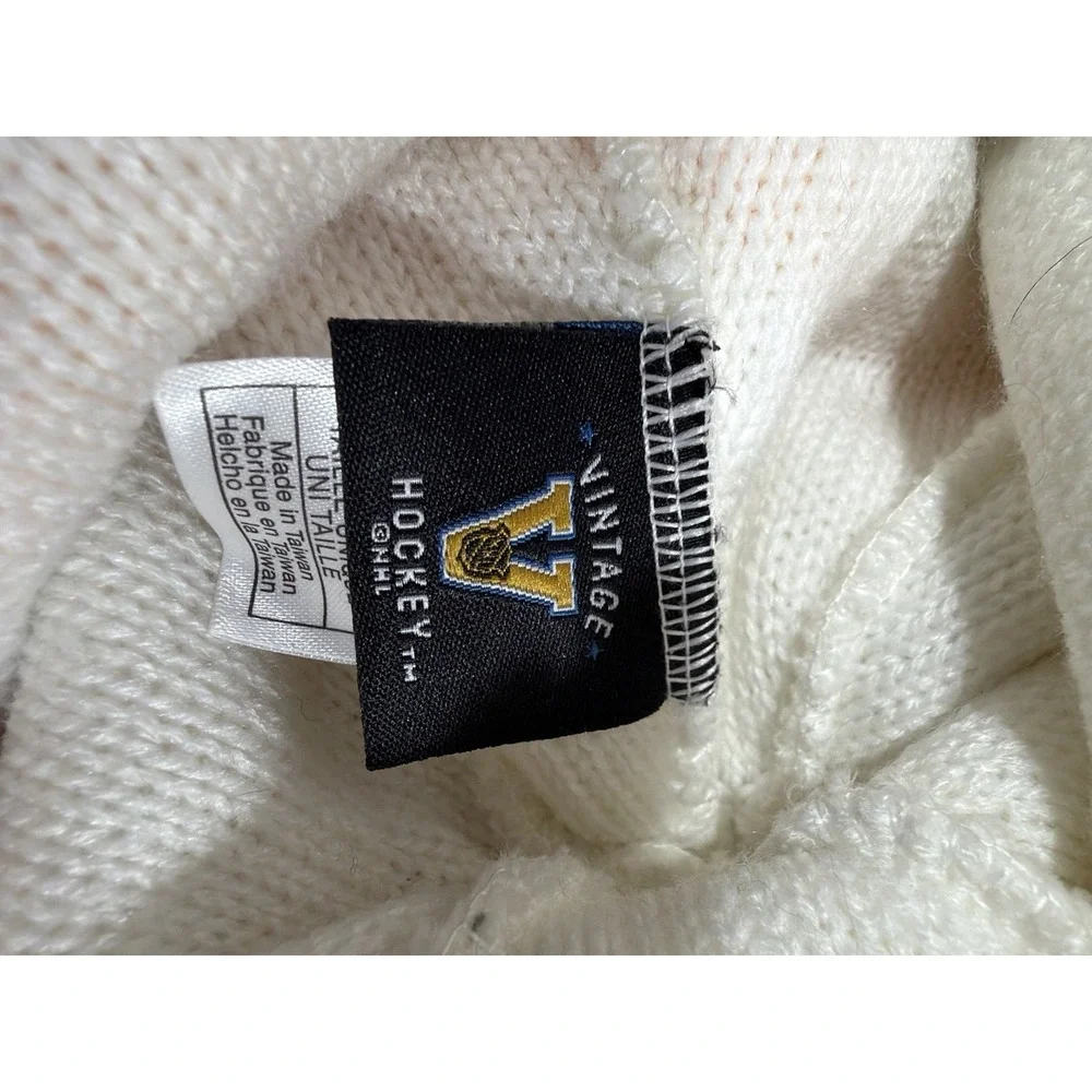 Vintage Boston Bruins Beanie White Stripe‎ NHL Hockey Streetwear Knit Cap